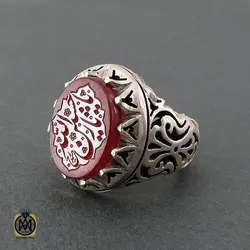 انگشتر مردانه عقیق یمن با حکاکی یا حسین ثارالله استاد حیدر - کد 8603