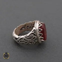 انگشتر مردانه عقیق یمن با حکاکی یا حسین ثارالله استاد حیدر - کد 8603