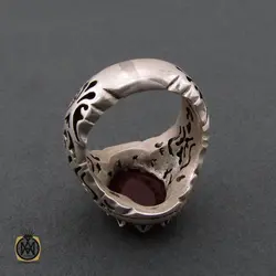 انگشتر مردانه عقیق یمن با حکاکی یا حسین ثارالله استاد حیدر - کد 8603