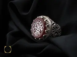 انگشتر مردانه عقیق یمن با حکاکی یا حسین ثارالله استاد حیدر - کد 8603