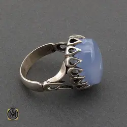 انگشتر مردانه نقره با سنگ عقیق یمن کبود - کد 10963