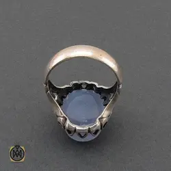 انگشتر مردانه نقره با سنگ عقیق یمن کبود - کد 10963