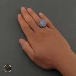 انگشتر مردانه نقره با سنگ عقیق یمن کبود - کد 10963