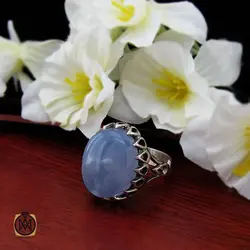 انگشتر مردانه نقره با سنگ عقیق یمن کبود - کد 10963