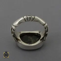 انگشتر فیروزه نیشابوری شجری خوش رنگ مردانه دست ساز - کد 10281