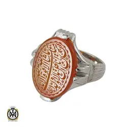 انگشتر عقیق یمن با حکاکی ماشاالله لا قوه الا بالله ان ترن انا اقل منک مالا و ولدا مردانه – کد 10564