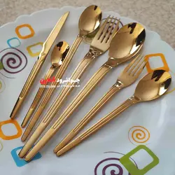قاشق چنگال یونیک طلایی طرح لیزری 120 پارچه 24 نفره اروپایی LZ120