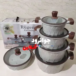 سرویس قابلمه گرانیتی روگن 10 پارچه دسته چوبی RU7010