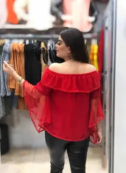 شومیز زنانه جلو بسته یقه قایقی کد 1433 | جزیره فیروزی