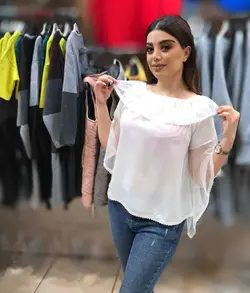 شومیز زنانه جلو بسته یقه قایقی کد 1433 | جزیره فیروزی