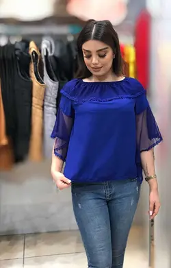 شومیز زنانه جلو بسته یقه قایقی کد 1433 | جزیره فیروزی