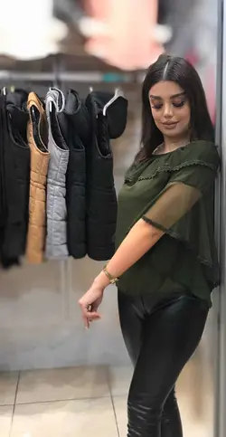 شومیز زنانه جلو بسته یقه قایقی کد 1433 | جزیره فیروزی