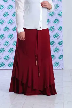 دامن مجلسی حریر زرشکی کد 1045 | jazirefirouzi
