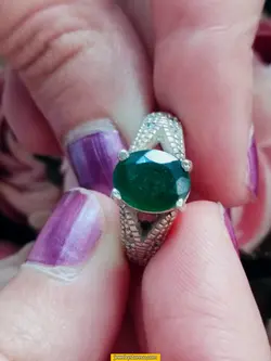 انگشتر زمرد نقره925عیار6.1گرم کد R123