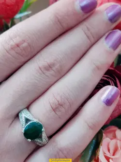 انگشتر زمرد نقره925عیار6.1گرم کد R123