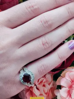 انگشتر گارنت نقره925عیار4.6گرم کد R117