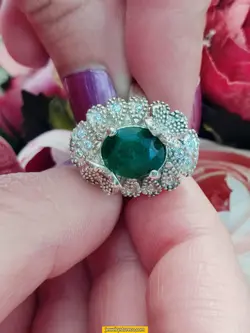 انگشتر زمرد نقره925عیار7.8 گرم کد R106