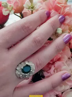 انگشتر زمرد نقره925عیار7.8 گرم کد R106