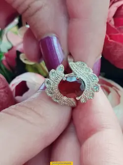 انگشتر گارنت نقره925عیار4.9 گرم کد R101