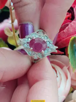 انگشتریاقوت نقره925عیار4.8گرم کد R88