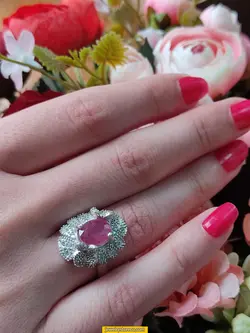 انگشتر یاقوت سرخ نقره925عیار8.0 گرم کدR75