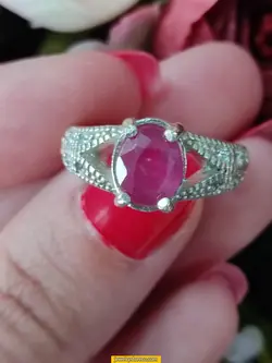 انگشتر یاقوت سرخ نقره925عیار6.1 گرم کدR74