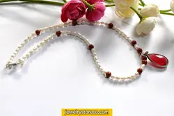 گردنبند دلربا و مروارید با آویز کوارتز 18 گرم کد G29