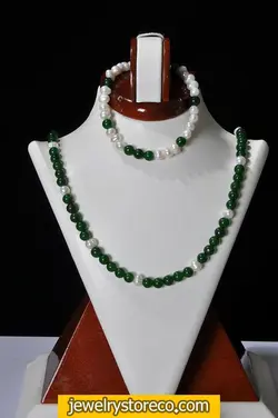 نیم ست یشم نفیس و مروارید39 گرم کدNS74