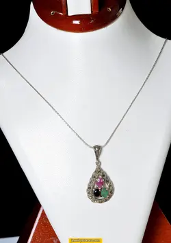 گردنبند یاقوت و زمرد نقره925 عیار6.24 گرم کدG45