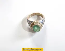 انگشتر زمرد نقره 925 عیار ۱۱ قیراط کد R48