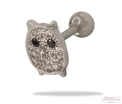 پیرسینگ گوش مدل جغد نقره ای کد ew0021