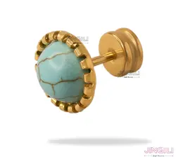 پیرسینگ گوش مدل سنگ فیروزه کد ew0019