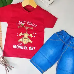 تیشرت شلوارک مانکی شیطون کدJK1218