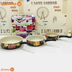 ماهیتابه سه تایی تک دسته گلدار