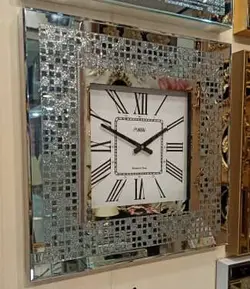 کد 6-482 ساعت دیواری مربع اکلیلی - از پروفیل و آینه