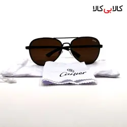 عینک آفتابی زنانه و مردانه کارتیر مدل 125 عدسی قهوه ای با فریم مشکی