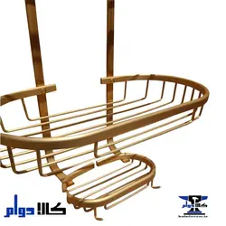 قفسه حمام سه طبقه با آبکاری طلایی | جنس آلومینیوم