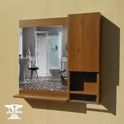 آینه و باکس طرح چوب آنتیک چام | مدل 4000 با ارتفاع 70