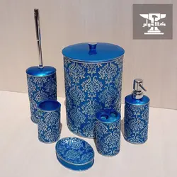 ست سرویس بهداشتی پیچک نقره‌ای | 6 پارچه با رنگ سرمه ای