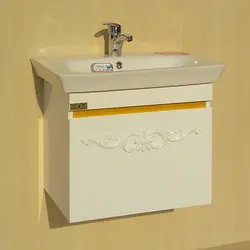 روشویی کابینتی لوسیا گلدار | سفید با نوار طلایی