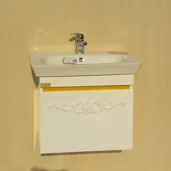 روشویی کابینتی لوسیا گلدار | سفید با نوار طلایی