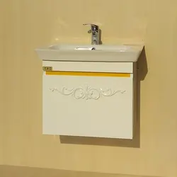 روشویی کابینتی لوسیا گلدار | سفید با نوار طلایی