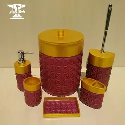 ست سرویس بهداشتی لبه طلایی | رزینی و 6 پارچه
