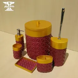 ست سرویس بهداشتی لبه طلایی | رزینی و 6 پارچه