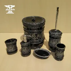 ست سرویس بهداشتی مشکی مدل شب روشن | 6 پارچه