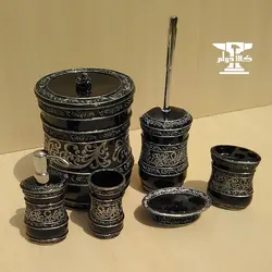ست سرویس بهداشتی مشکی مدل شب روشن | 6 پارچه