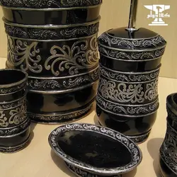 ست سرویس بهداشتی مشکی مدل شب روشن | 6 پارچه