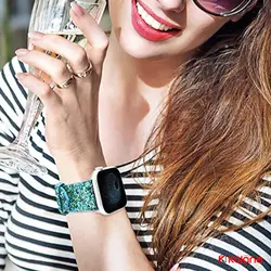 بند چرمی ساعت هوشمند Apple Watch 44mm مدل Shiny Bling