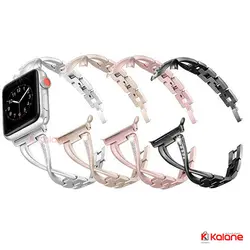 بند استیل نگین دار ساعت هوشمند Apple Watch 38/40mm مدل Jansin