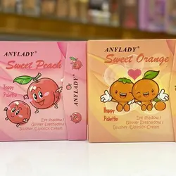 پالت کیفی چند کاره انی لیدی طرح هلو+پرتغال (Anylady Sweet Peach+Orange EyeShadow-Glitter Eyeshadow-Blusher-Lipstick cream)